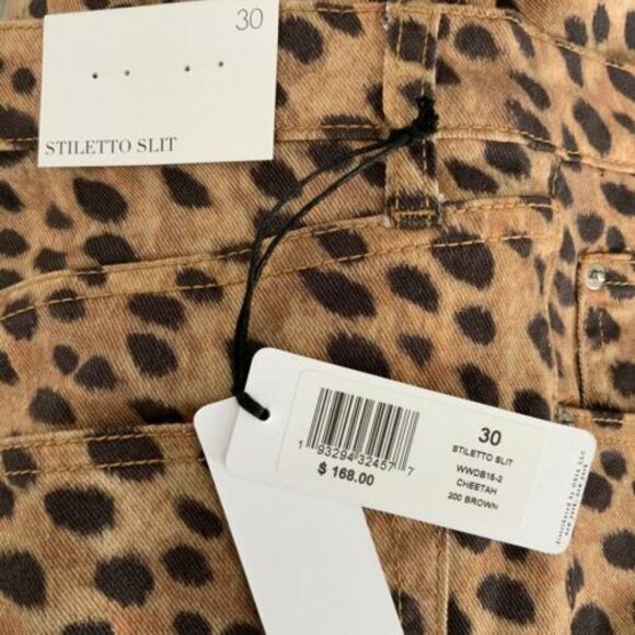 WeWoreWhat Cheetah Print Stiletto Slit Hem Jeans 30 - Picture 12 of 12